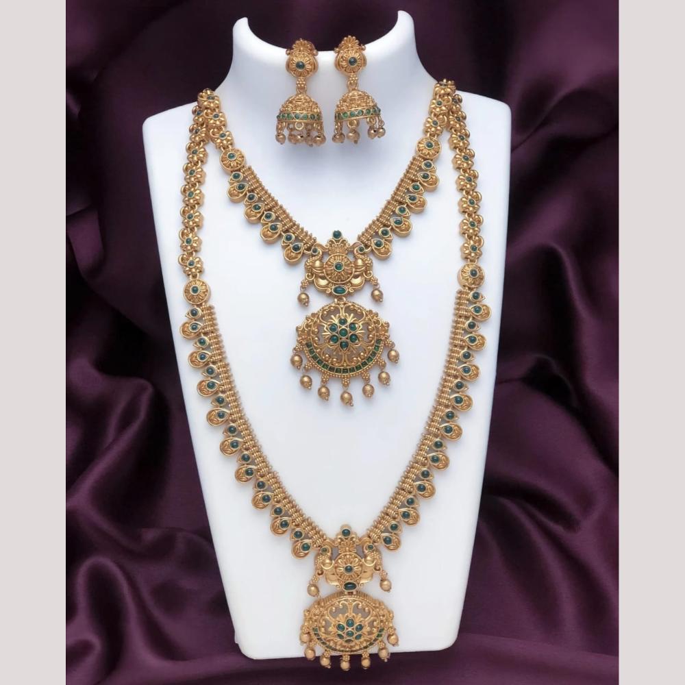 Joyful Jewel Art Matte Royal Look Pota Stone And Double Necklace Set
