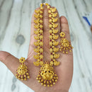 Joyful Jewel Art Traditional Matte Pota Stone And Pearl Temple Necklace Set
