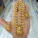 Joyful Jewel Art Traditional Matte Pota Stone And Pearl Temple Necklace Set