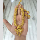 Joyful Jewel Art Traditional Matte Pota Stone And Pearl Temple Necklace Set