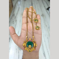 Joyful Jewel Art Traditional Matte Pota Stone And Pearl Temple Necklace Set