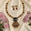 Joyful Jewel Art Traditional Matte Pota Stone And Pearl Necklace Set