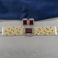 Amoliya Jewels Pearl Choker Necklace Set