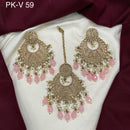 Amoliya Jewels Gold Plated Crystal Stone Earrings With Maangtikka