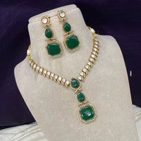 Amoliya Jewels Gold Plated Polki Kundan Necklace Set
