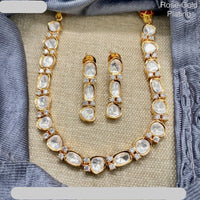 Amoliya Jewels Gold Plated Polki Kundan Necklace Set