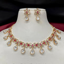 Amoliya Jewels Gold Plated Polki Kundan Necklace Set