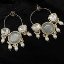 Amoliya Jewels Gold Plated Polki Kundan And Pearl Dangler Earrings
