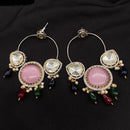 Amoliya Jewels Gold Plated Polki Kundan And Pearl Dangler Earrings