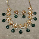 Amoliya Jewels Gold Plated Polki Kundan And Pearl  Necklace Set