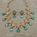 Amoliya Jewels Gold Plated Polki Kundan And Pearl  Necklace Set