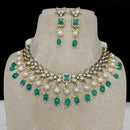 Amoliya Jewels Gold Plated Polki Kundan And Pearl  Necklace Set