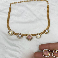 Amoliya Jewels Gold Plated Polki Kundan Necklace Set