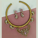 Amoliya Jewels Gold Plated Elephant Design And American Diamond Necklace Set