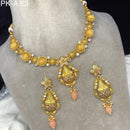 Amoliya Jewels Gold Plated Pota Stone Necklace Set