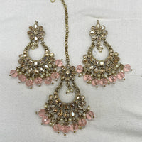 Amoliya Jewels Crystal Stone Earrings With Maangtikka