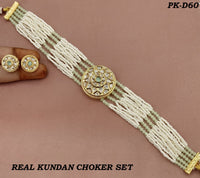 Amoliya Jewels Gold Plated Polki Kundan Choker Necklace Set