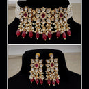 Amoliya Jewels Gold Plated Polki Kundan & Beads Choker Necklace Set