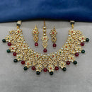 Amoliya Jewels Gold Plated Polki Kundan Necklace Set