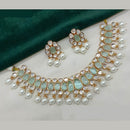 Amoliya Jewels Gold Plated Polki Kundan Necklace Set