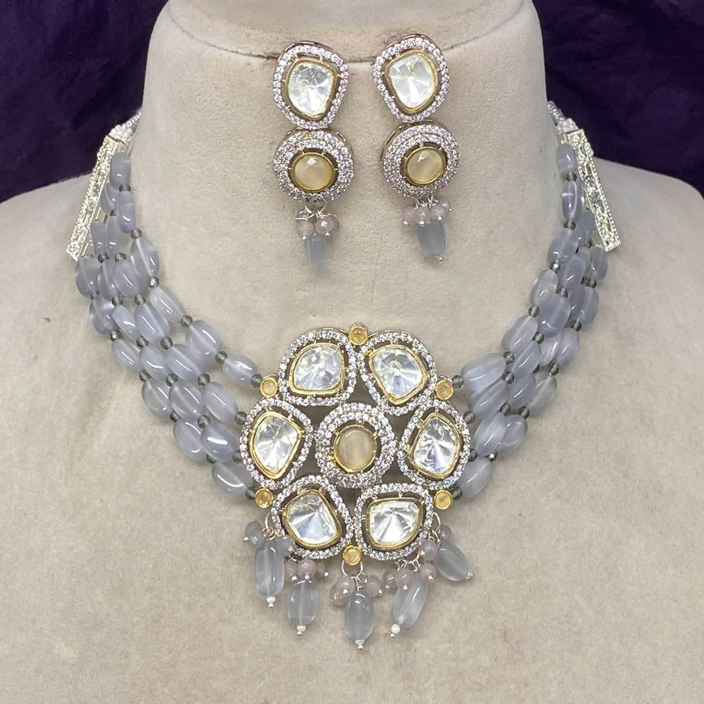 Amoliya Jewels Gold Plated Polki Kundan Choker Necklace Set