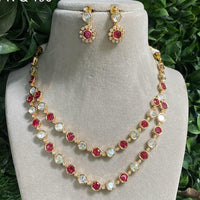 Amoliya Jewels Gold Plated Polki Kundan Stone Necklace Set