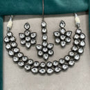 Amoliya Jewels Black Polish Kundan Stone Necklace Set