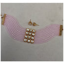 Amoliya Jewels Gold Plated Kundan Stone And Pearls Choker Necklace Set