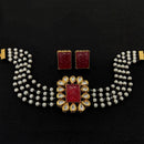 Amoliya Jewels Gold Plated Kundan Stone And Pearls Choker Necklace Set