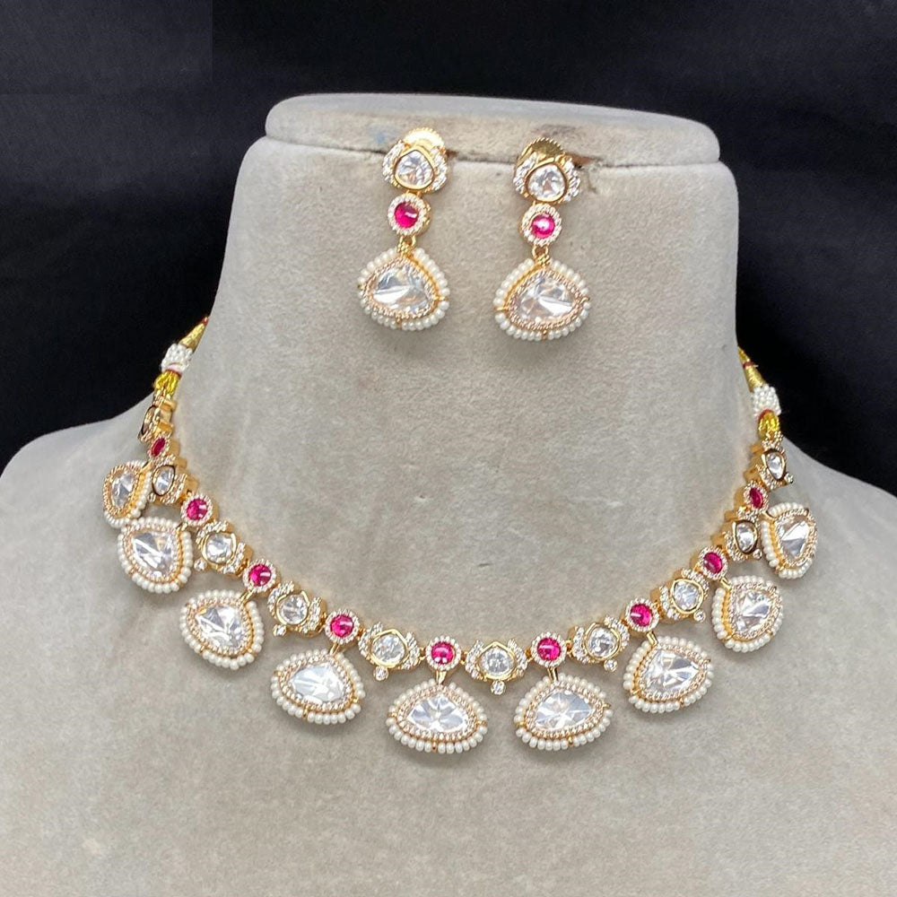 Amoliya Jewels Gold Plated Kundan Stone Choker Necklace Set