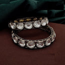 Amoliya Jewels Black Polish Plated Kundan Stone Bangles Set