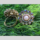 Amoliya Jewels Gold Plated Crystal Stone And Austrian Rings