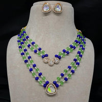 Amoliya Jewels Gold Plated Polki Kundan & Beads  Necklace Set