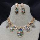 Amoliya Jewels Gold   Plated  Polki Kundan  Necklace Set