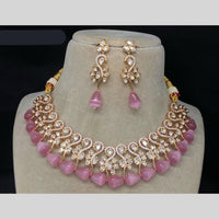 Amoliya Jewels Gold  Plated Polki  Kundan &  Pearls  Necklace Set