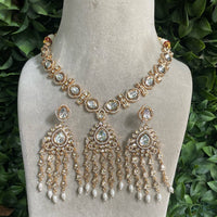 Amoliya Jewels Gold Plated Polki Kundan And Beads Necklace Set