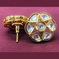 Amoliya Jewels Gold Plated Polki Kundan Stone Studs Earrings