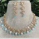 Amoliya Jewels Gold Plated Polki Kundan Beads Necklace Set