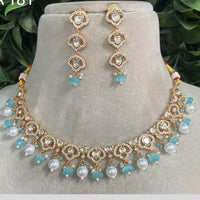 Amoliya Jewels Gold Plated Polki Kundan Beads Necklace Set