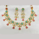 Amoliya Jewels Gold Plated Polki Kundan Stone Necklace Set