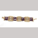 Amoliya Jewels Gold Plated Polki Kundan Stone And Pearls Adjustable Bracelet
