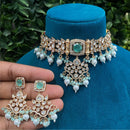Amoliya Jewels Gold Plated Polki Kundan And Pearls Choker Necklace Set