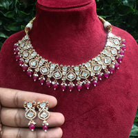 Amoliya Jewels Gold Plated Polki Kundan Necklace Set