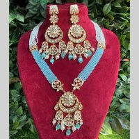 Amoliya Jewels Gold Plated Polki Kundan Meenakari Pearls Long Necklace Set