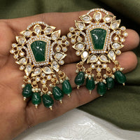 Amoliya Jewels Gold Plated Polki Kundan Stone And Beads Dangler Earrings
