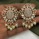 Amoliya Jewels Gold Plated Polki Kundan Stone And Beads Dangler Earrings