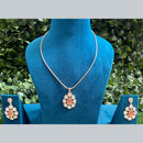 Amoliya Jewels Gold Plated Polki Kundan Chain Pendent Set