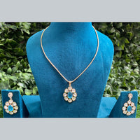 Amoliya Jewels Gold Plated Polki Kundan Chain Pendent Set