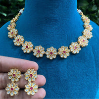 Amoliya Jewels Gold Plated Polki Kundan Necklace Set