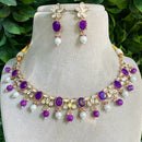 Amoliya Jewels Gold Plated Polki Kundan And Beads Necklace Set